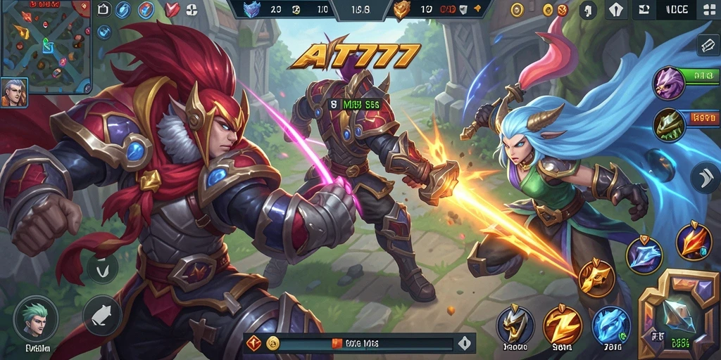 Screenshot gameplay MOBA AT777 yang seru dan penuh aksi.
