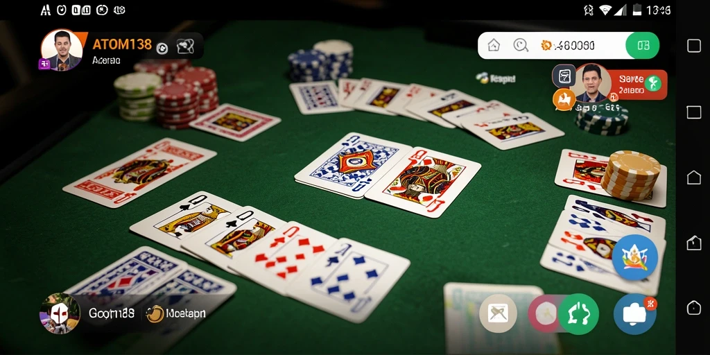 Screenshot gameplay seru ATOM138 yang menunjukkan keseruan bermain Gaple.