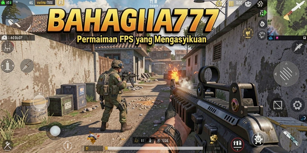 Tampilan gameplay BAHAGIA777 yang mendebarkan dalam pertempuran FPS.