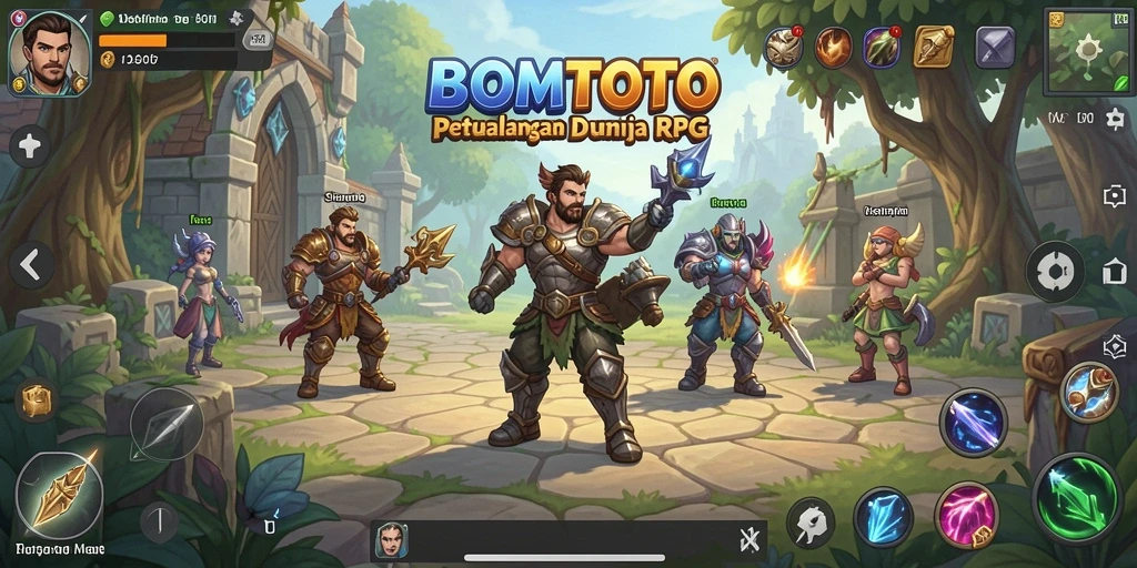 Screenshot gameplay menampilkan pertarungan epik dengan karakter menonjol.