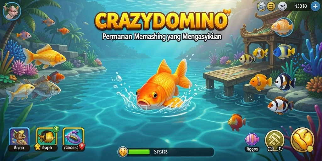 Tangkapan ikan besar di layar <strong>CRAZYDOMINO</strong> menunjukkan aktivitas memancing yang mendebarkan.