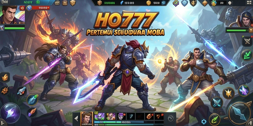 Tampilan gameplay yang mendebarkan dari HO777 di arena MOBA.
