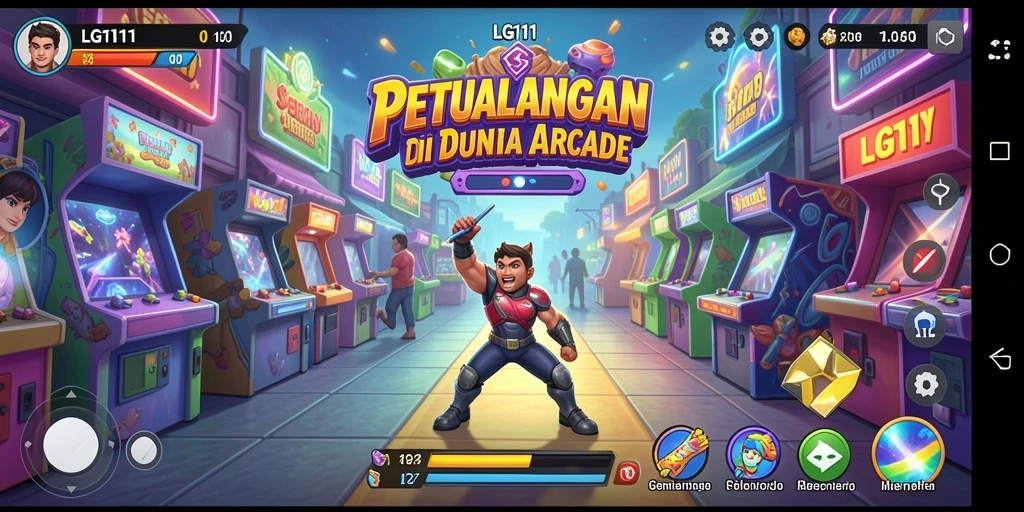Screenshot LG111 menampilkan aksi seru dalam permainan Arcade.