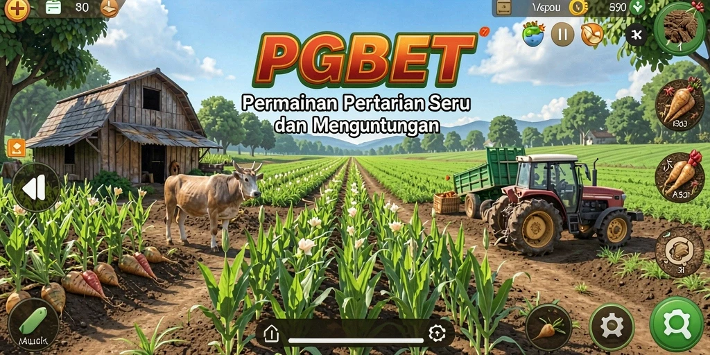 Tampilan gameplay PGBET menunjukkan aktivitas bertani yang seru dan penuh warna.