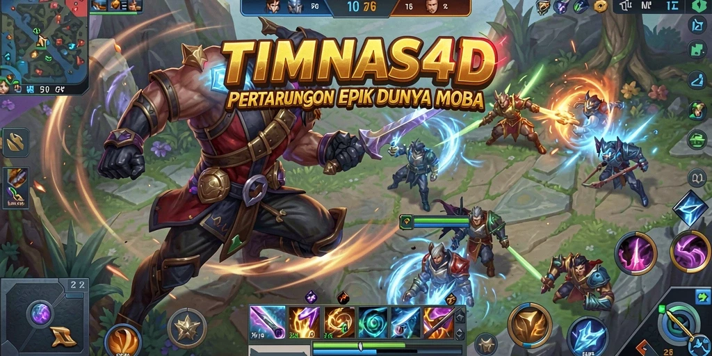 Tampilan menarik dari gameplay <strong>TIMNAS4D</strong> dalam pertempuran MOBA.