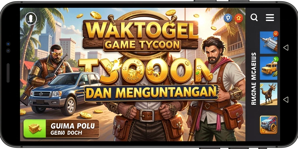 Tampilan gameplay WAKTOGEL dengan elemen manajemen bisnis yang menarik.